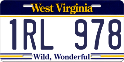 WV license plate 1RL978
