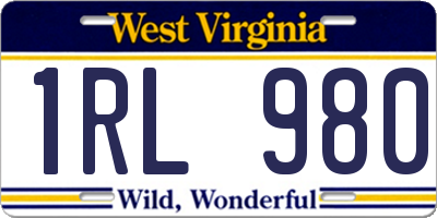 WV license plate 1RL980