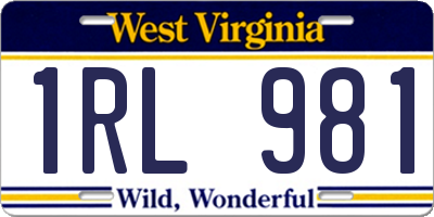 WV license plate 1RL981