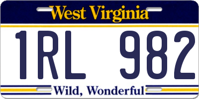 WV license plate 1RL982