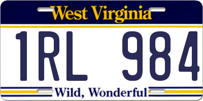 WV license plate 1RL984