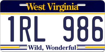 WV license plate 1RL986