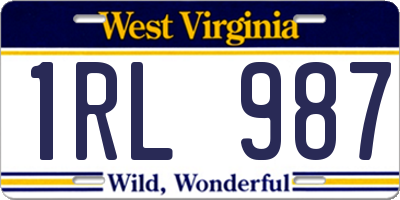 WV license plate 1RL987