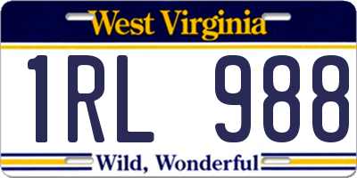 WV license plate 1RL988