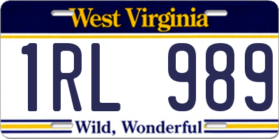 WV license plate 1RL989
