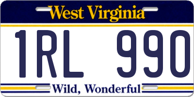 WV license plate 1RL990