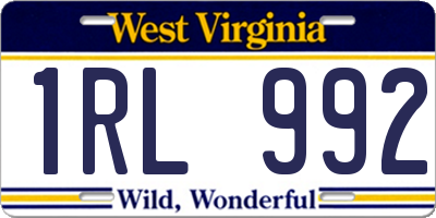 WV license plate 1RL992