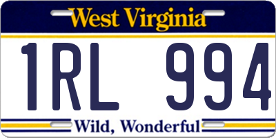 WV license plate 1RL994