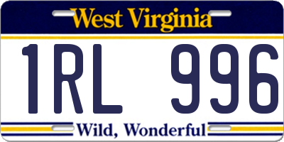 WV license plate 1RL996