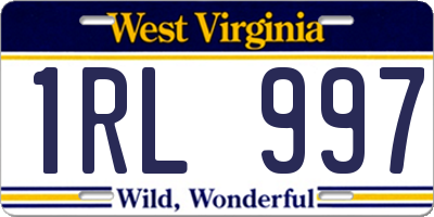 WV license plate 1RL997