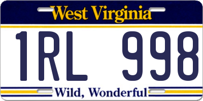 WV license plate 1RL998