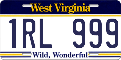 WV license plate 1RL999
