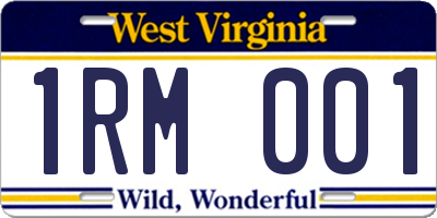 WV license plate 1RM001