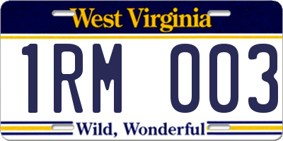 WV license plate 1RM003