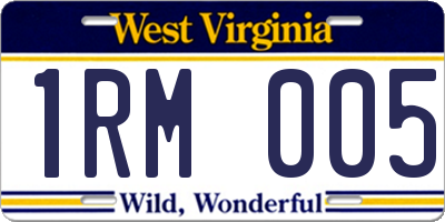 WV license plate 1RM005