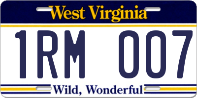 WV license plate 1RM007