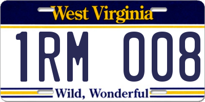 WV license plate 1RM008