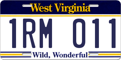 WV license plate 1RM011