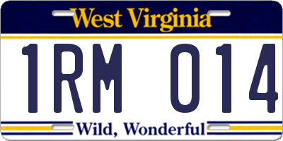 WV license plate 1RM014