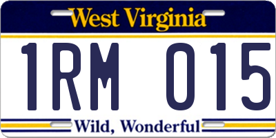 WV license plate 1RM015