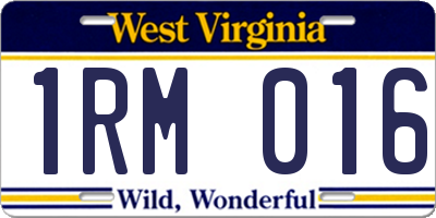WV license plate 1RM016