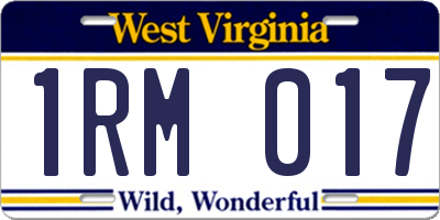 WV license plate 1RM017
