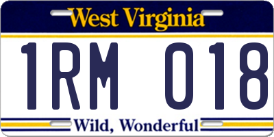 WV license plate 1RM018