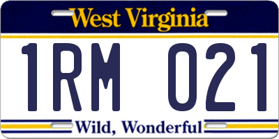 WV license plate 1RM021