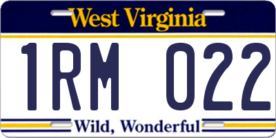 WV license plate 1RM022