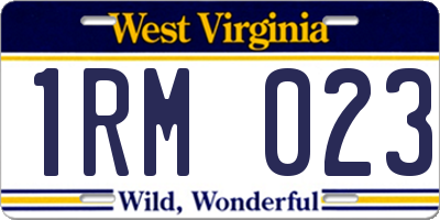 WV license plate 1RM023