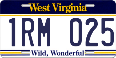 WV license plate 1RM025