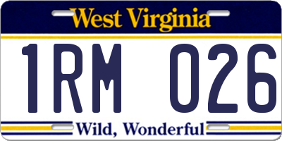 WV license plate 1RM026