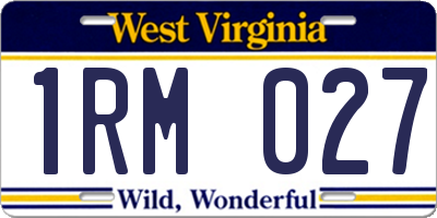 WV license plate 1RM027