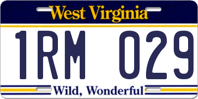 WV license plate 1RM029