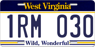 WV license plate 1RM030