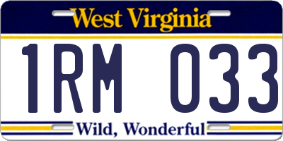 WV license plate 1RM033