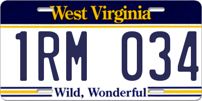 WV license plate 1RM034