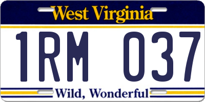 WV license plate 1RM037