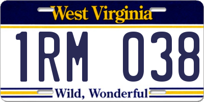 WV license plate 1RM038