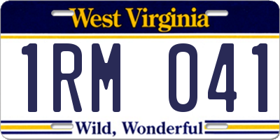 WV license plate 1RM041