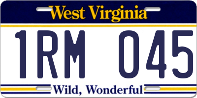WV license plate 1RM045
