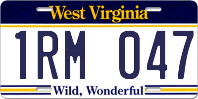 WV license plate 1RM047