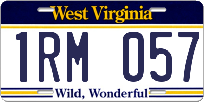 WV license plate 1RM057