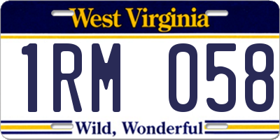 WV license plate 1RM058