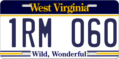 WV license plate 1RM060