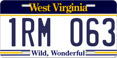WV license plate 1RM063