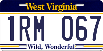 WV license plate 1RM067
