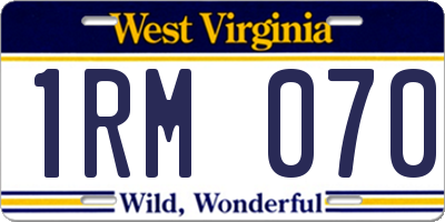 WV license plate 1RM070