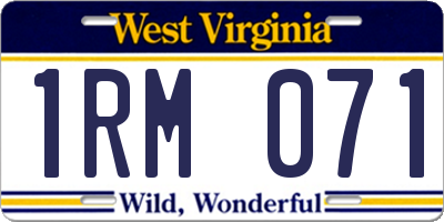WV license plate 1RM071