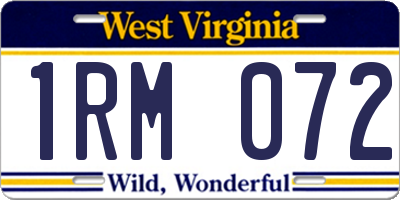 WV license plate 1RM072